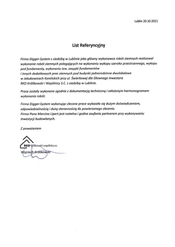 list referencyjny RD Krolikowski